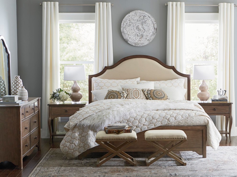 Design ideas for a medium sized rustic master bedroom in Raleigh.