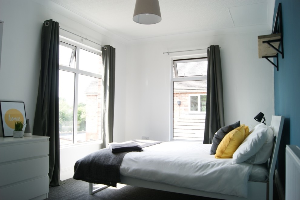 Contemporary bedroom in West Midlands.