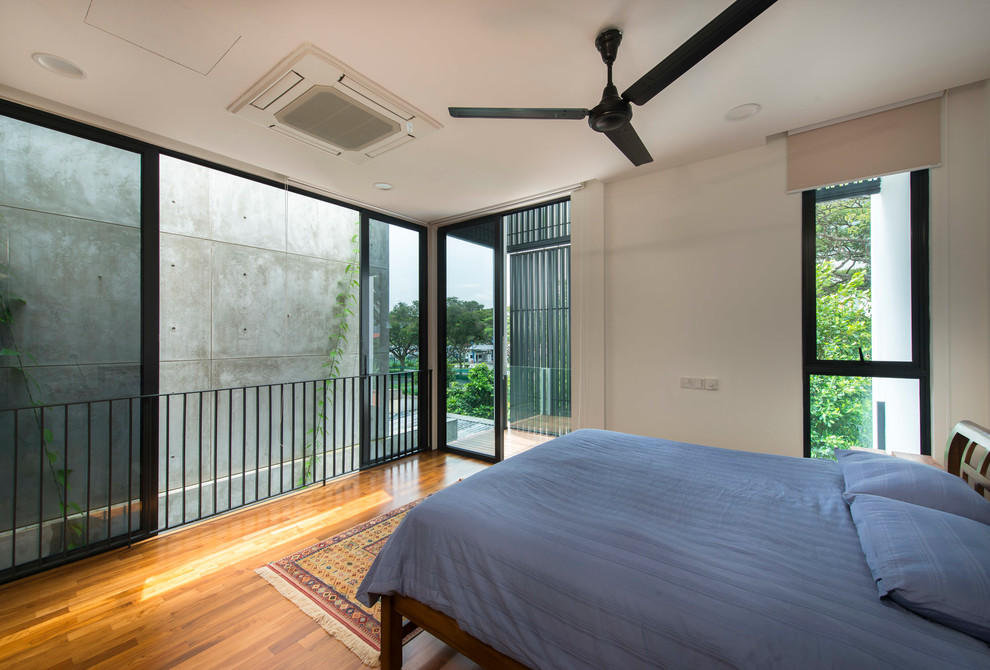 シンガポールにあるコンテンポラリースタイルのおしゃれな寝室のレイアウト