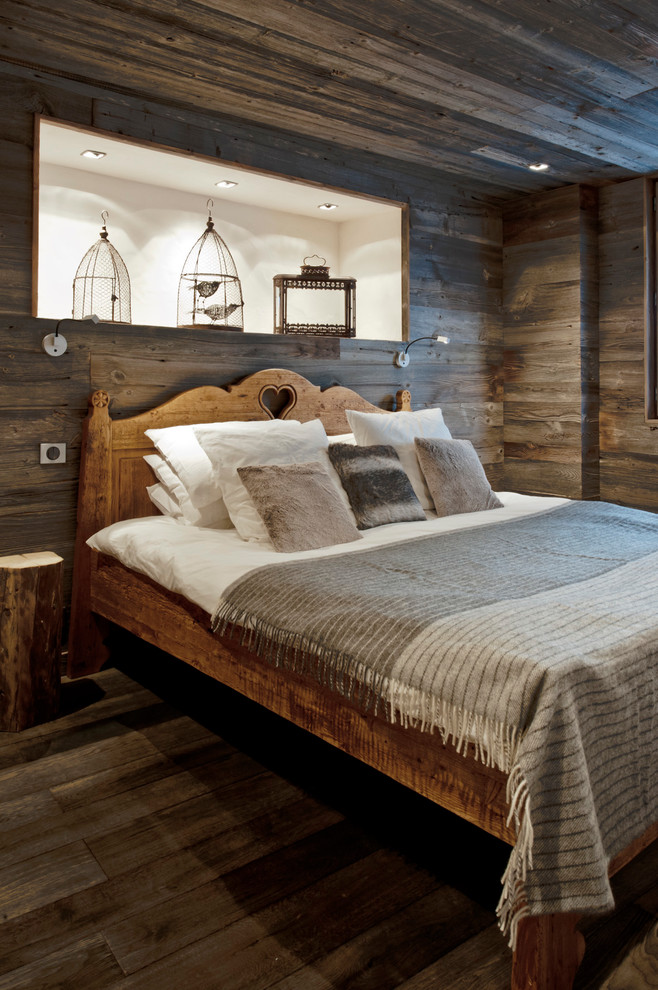 Photo of a rustic grey and brown bedroom in London.