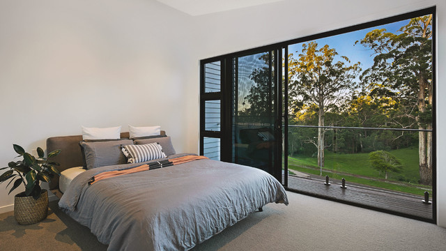 Black Aluminium Sliding Door and Awning Window - Modern - Bedroom ...