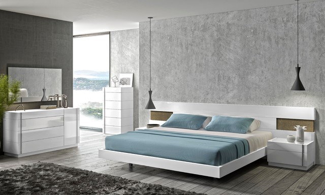Amarante Grey Contemporary Queen Size Platform Bed