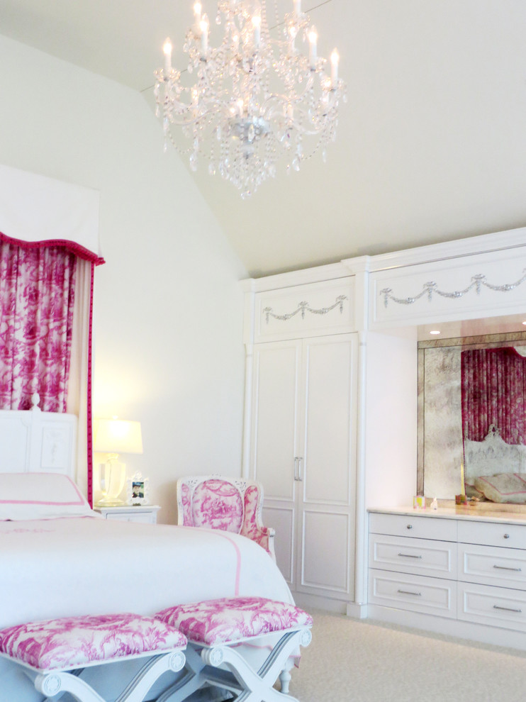Inspiration for a large eclectic carpeted bedroom remodel in Baltimore with white walls