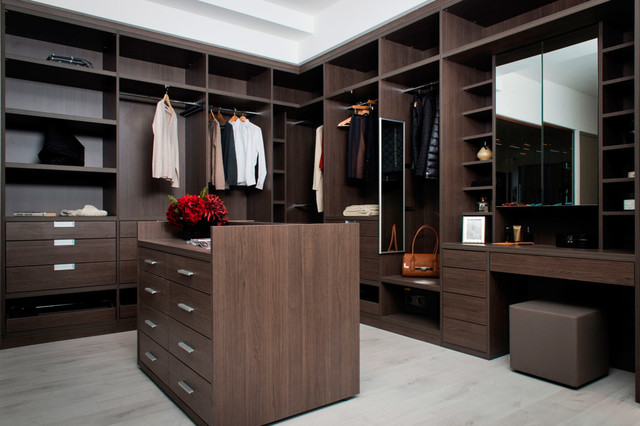 Anthracite Walk-in Dressing Room with built in Dressing Table -  Contemporary - Closet - London - by Neatsmith | Houzz