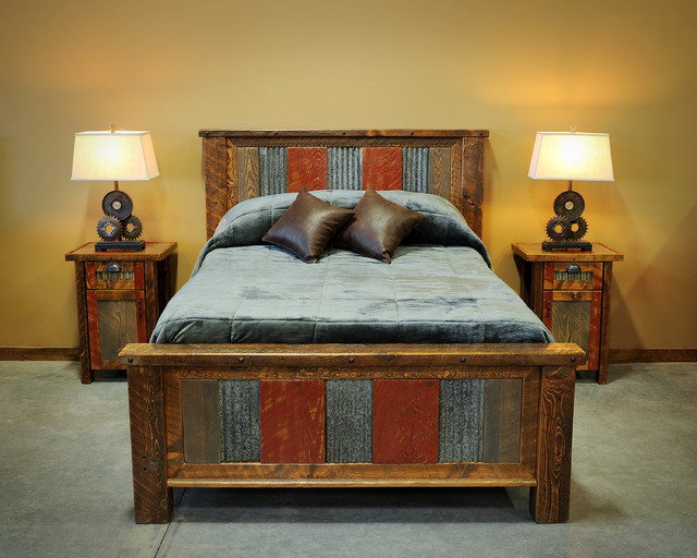 BIG TIMBER BED Rough Sawn Reclaimed Barnwood Antique Bronze