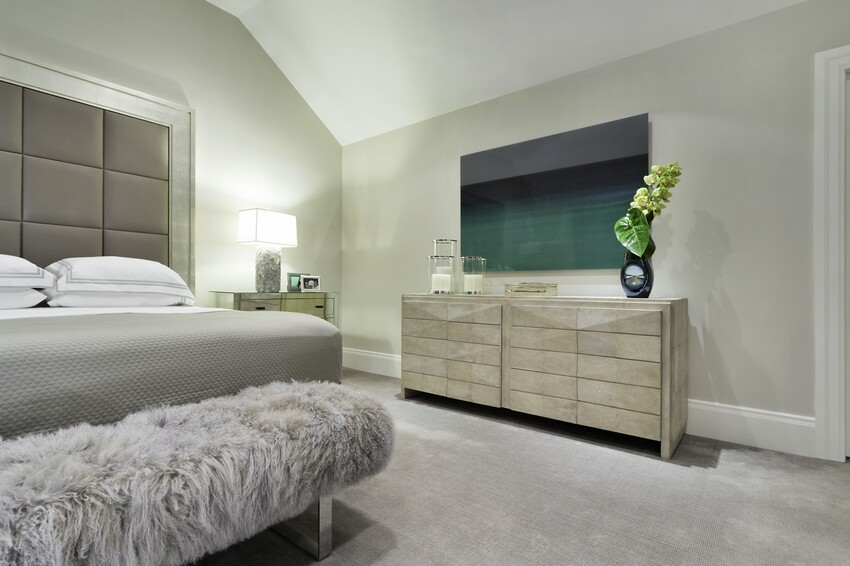 ニューヨークにあるコンテンポラリースタイルのおしゃれな寝室のインテリア