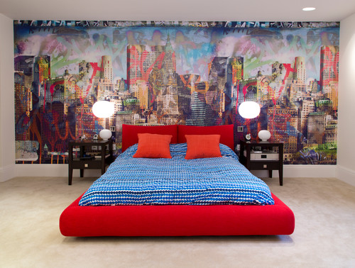 Bedroom Decor with wallpaper