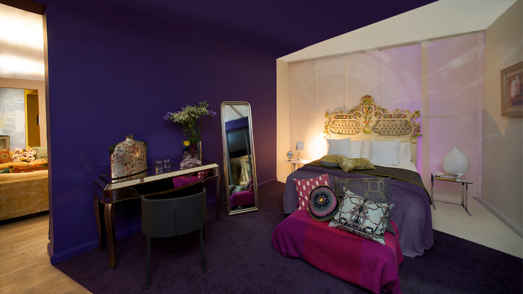 おしゃれな寝室 紫の壁 壁紙 の画像 21年10月 Houzz ハウズ