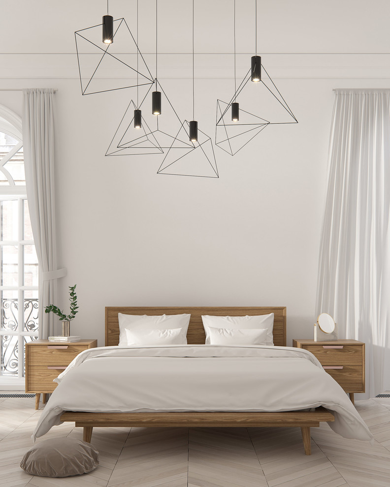 Design ideas for a scandi bedroom in Los Angeles.
