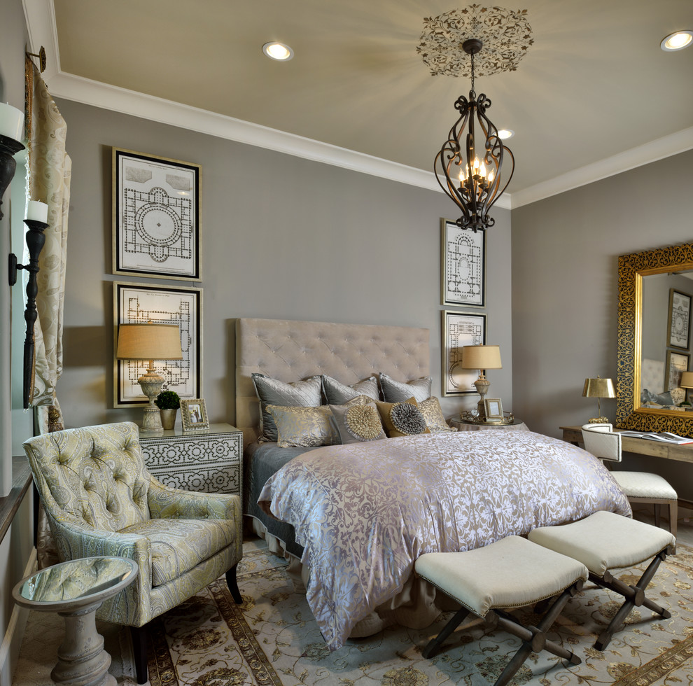 Traditional master bedroom in Houston.