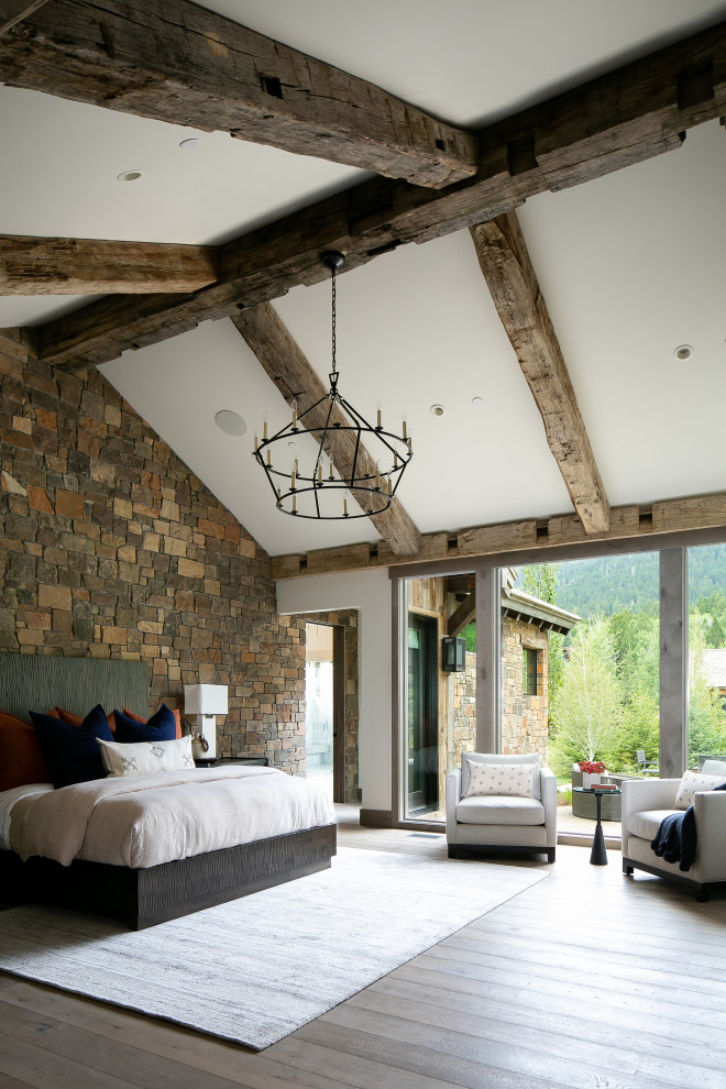 Example of a mountain style guest bedroom design in Jackson