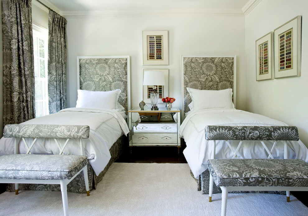 Inspiration for a transitional bedroom remodel in Atlanta with white walls