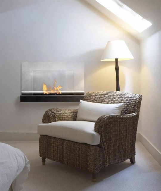 Ater Black Wall Mounted Ethanol Fireplace Moderno Camera da Letto