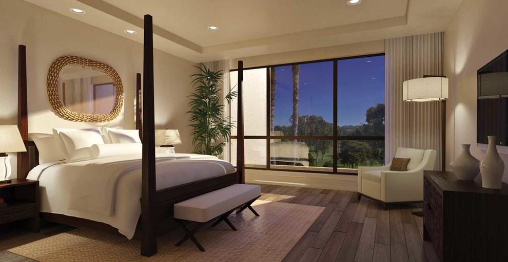 Automated Drapery Track Contemporary Bedroom Orange County by