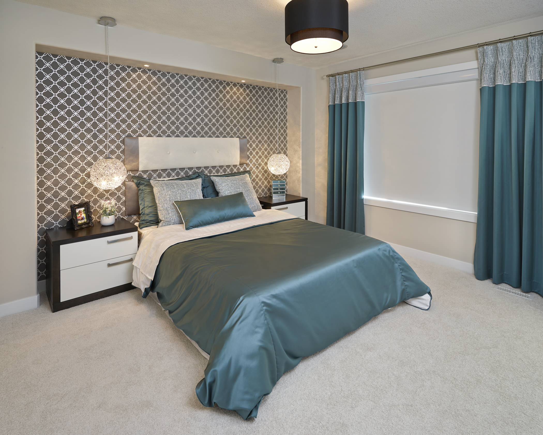 Wonderful grey and teal bedroom Turquoise And Gray Bedroom Ideas Photos Houzz