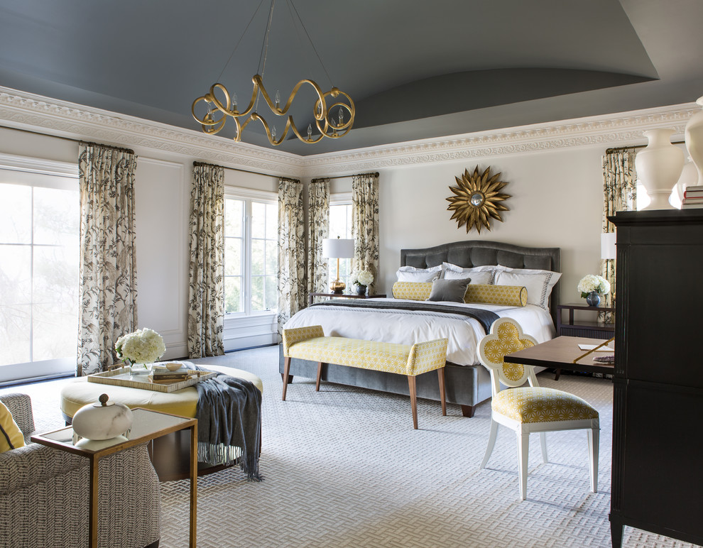Bedroom - large traditional master carpeted bedroom idea in DC Metro with white walls and no fireplace