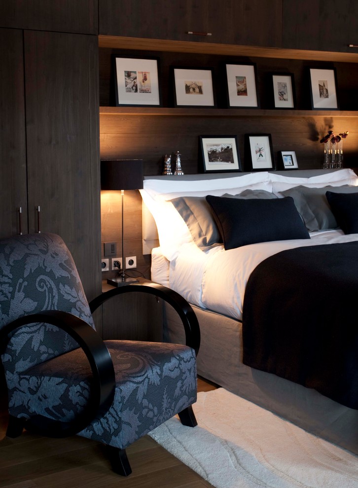 Design ideas for a contemporary bedroom in Cornwall with feature lighting.