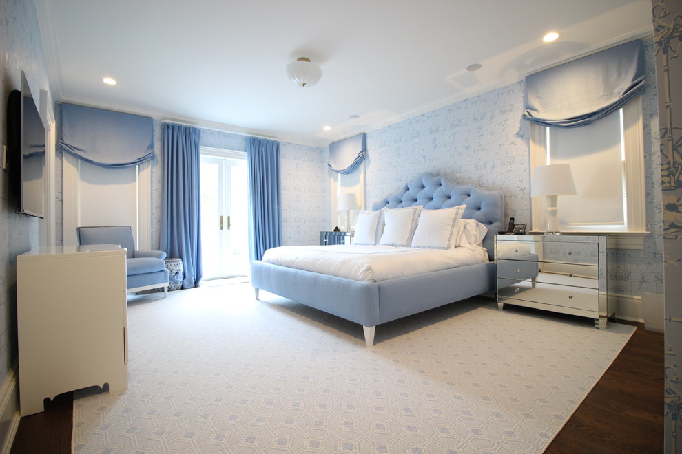 Baby Blue Master Bedroom Lattingtown Transitional Bedroom New