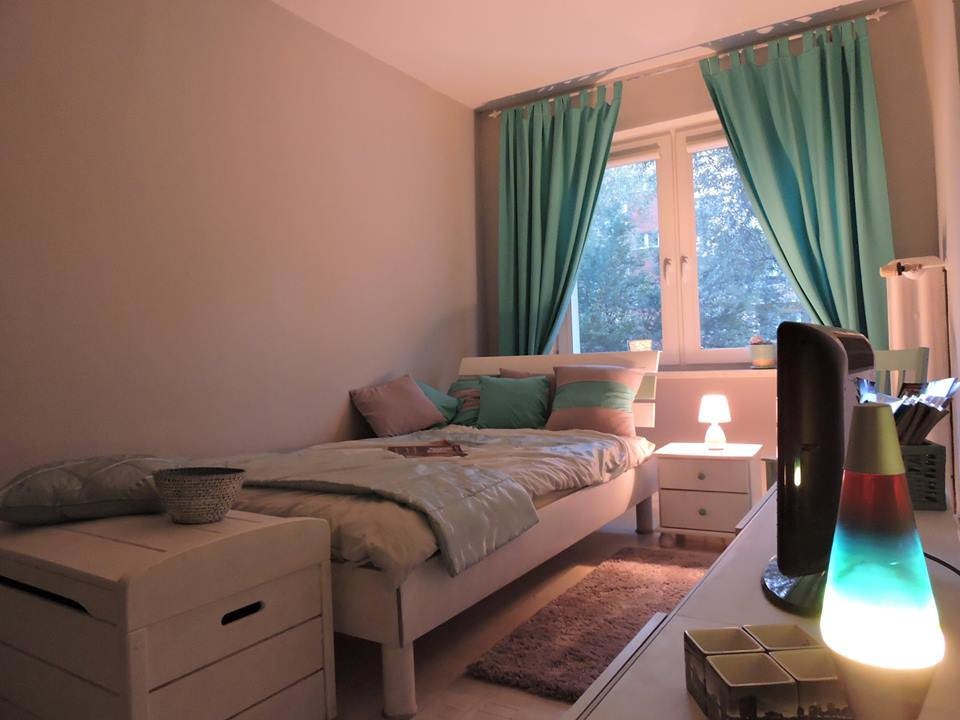 Idee per una camera da letto moderna di medie dimensioni con pareti grigie, pavimento in legno verniciato e nessun camino