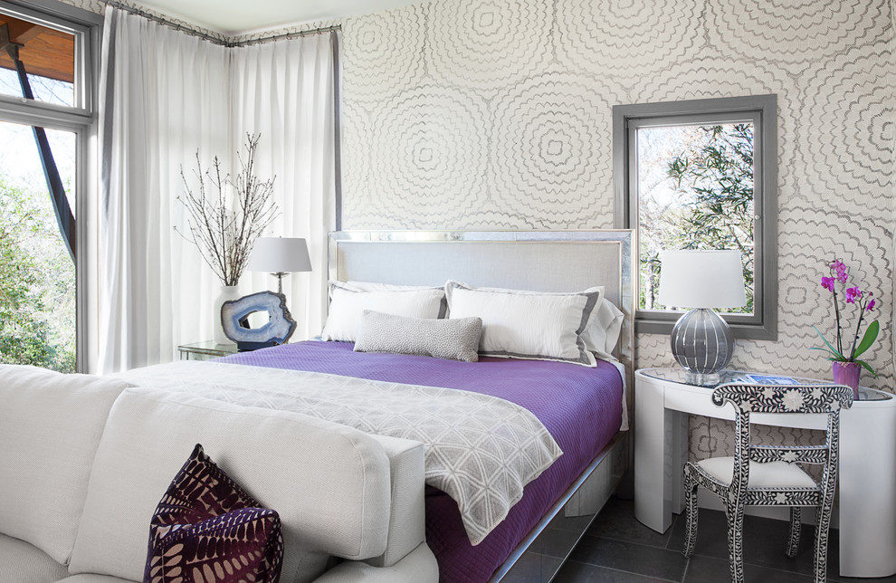 Inspiration for a large transitional guest slate floor bedroom remodel in Austin
