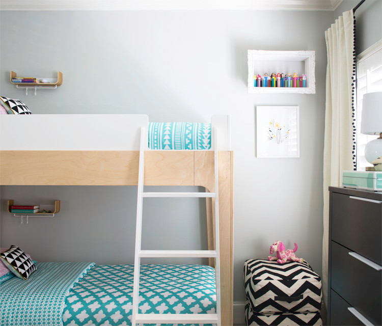 Design ideas for a medium sized contemporary guest bedroom in Atlanta with grey walls.