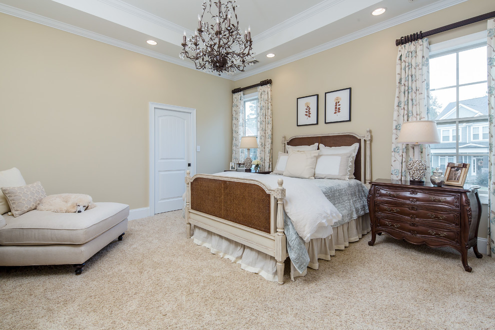 Bedroom - mid-sized victorian master carpeted and beige floor bedroom idea in Atlanta with beige walls and no fireplace