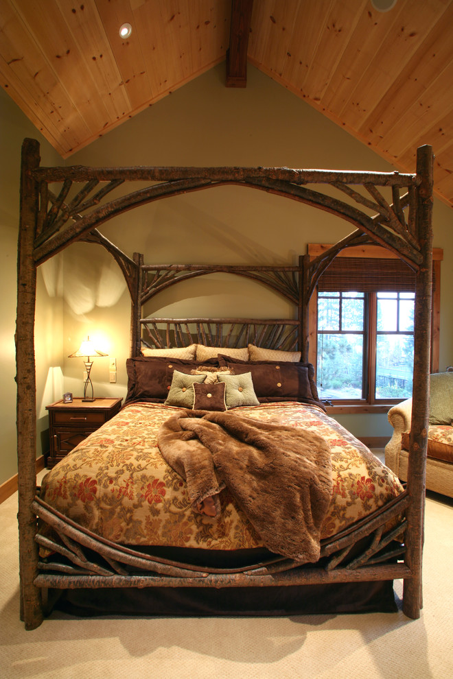 Example of a mountain style bedroom design in Sacramento