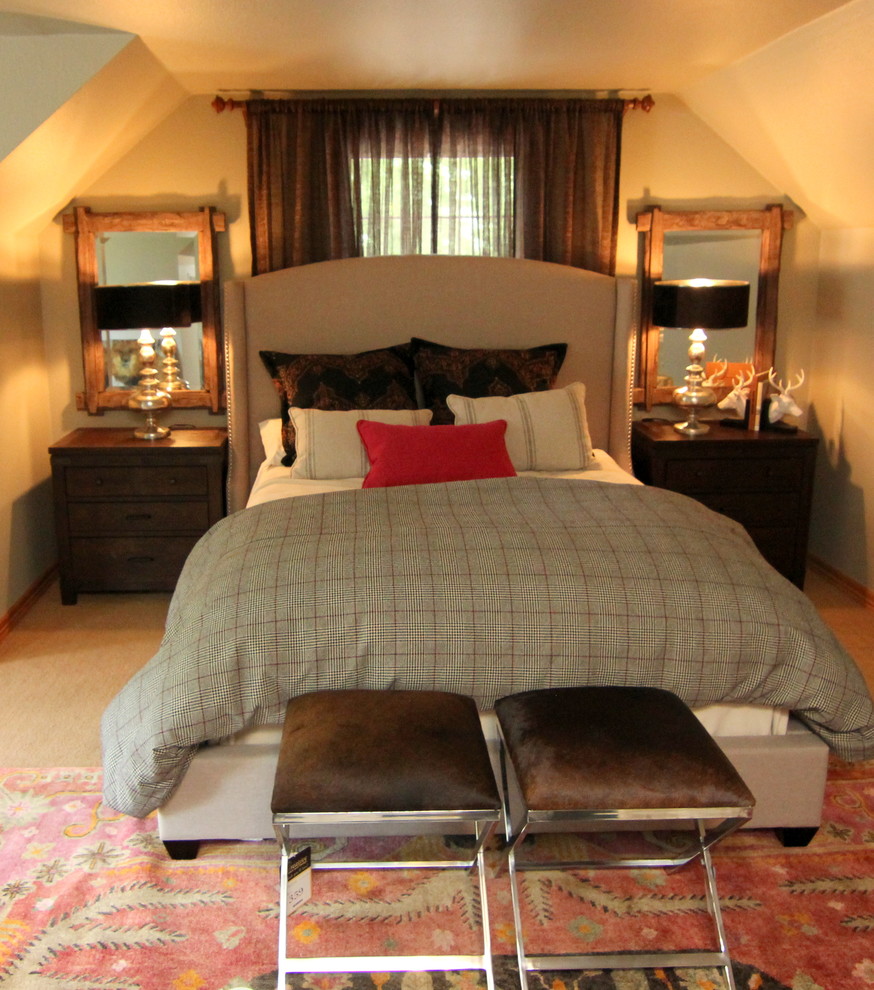 Inspiration for a rustic bedroom remodel in Portland