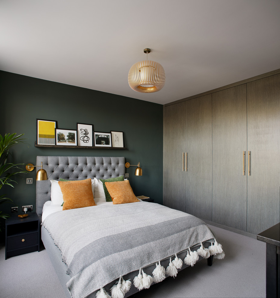 ロンドンにある北欧スタイルのおしゃれな寝室のレイアウト