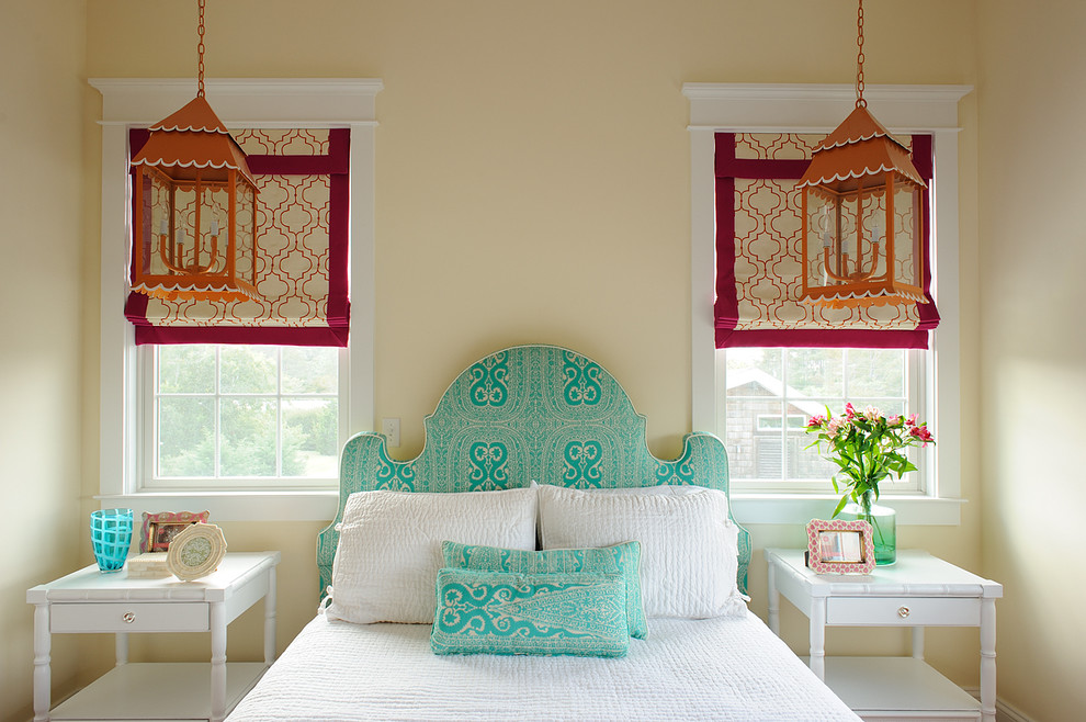 Example of a beach style bedroom design in Philadelphia with beige walls