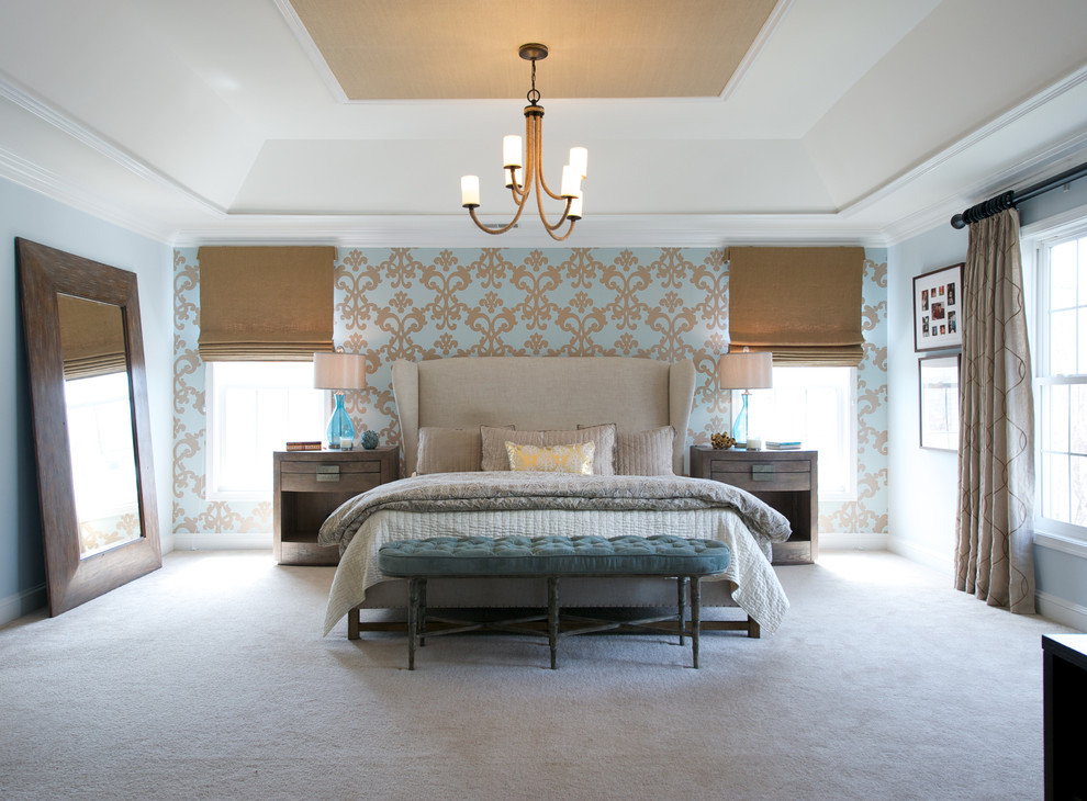 Immagine di una camera da letto stile marinaro di medie dimensioni