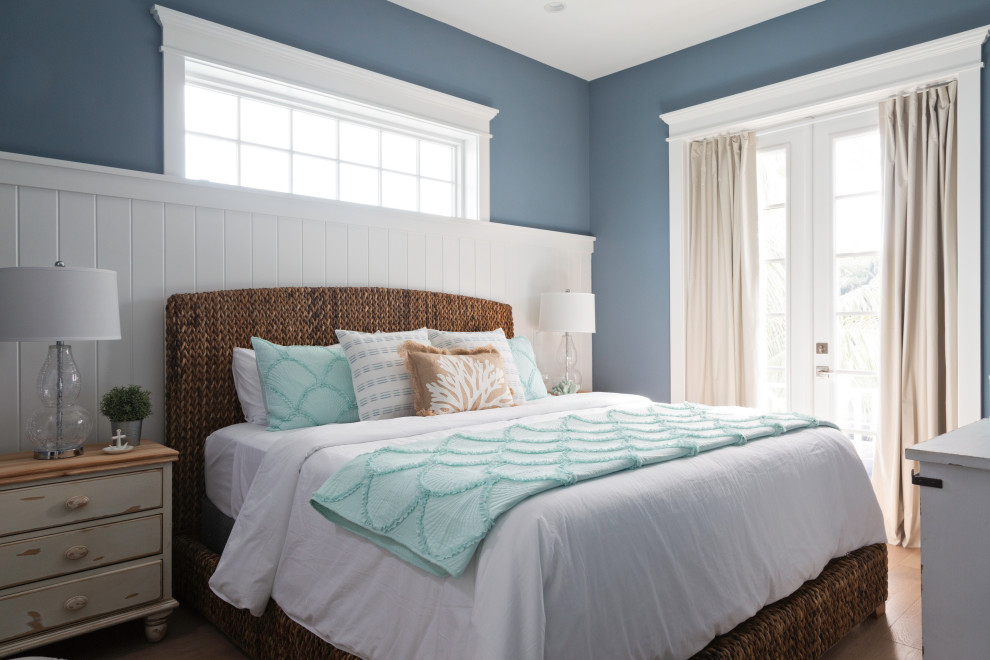 Design ideas for a coastal bedroom in Tampa.