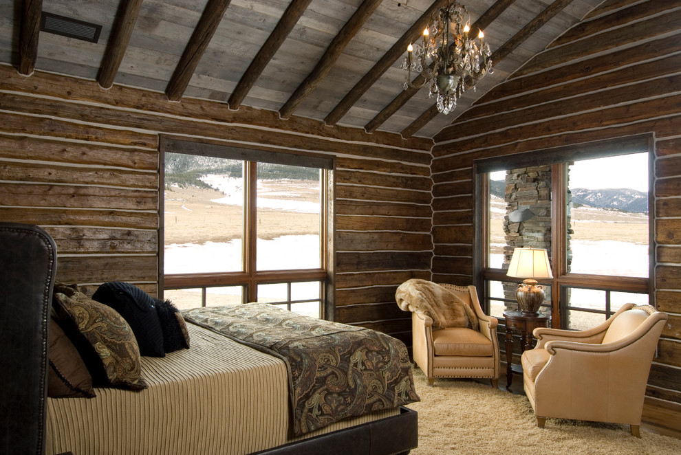 Mountain style bedroom photo in Other with no fireplace
