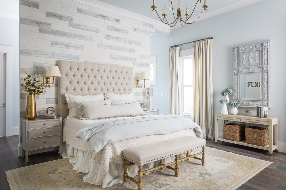 Inspiration for a large country master dark wood floor bedroom remodel in Atlanta with multicolored walls