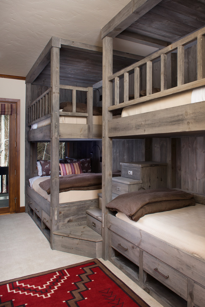 Bedroom - rustic guest bedroom idea in Denver