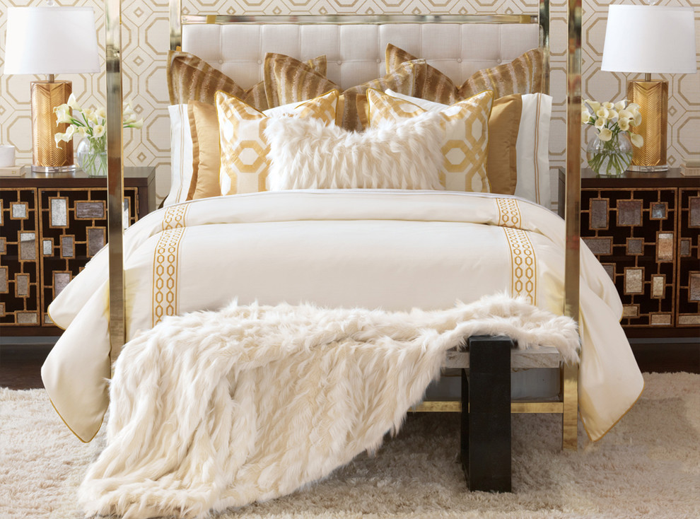 Bedding Transitional Bedroom New Orleans by Albarado's Fine