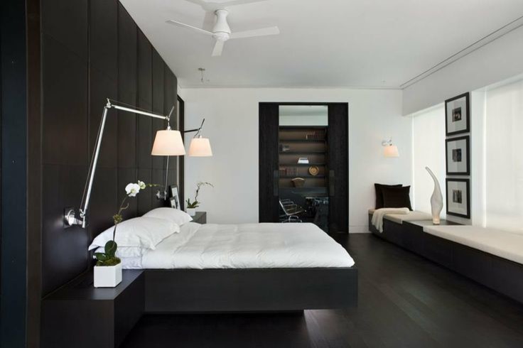 Стильный дизайн: спальня среднего размера в стиле модернизм - последний тренд