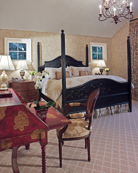 Classic bedroom in Other with carpet.