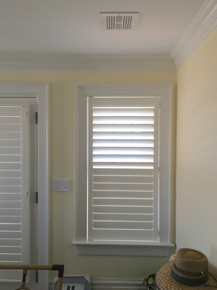 Bedroom Plantation Shutters Beach Style Bedroom New York by