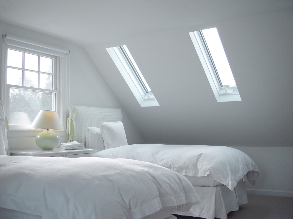 Bedroom - contemporary guest bedroom idea in Burlington with white walls and no fireplace