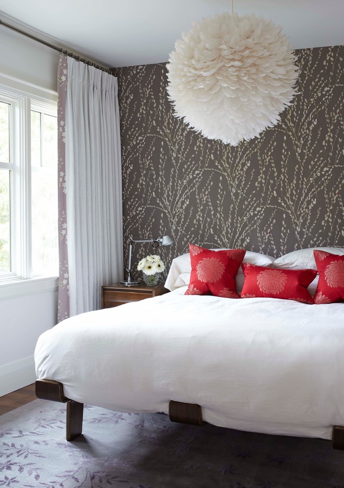 Example of a trendy bedroom design in Toronto with multicolored walls