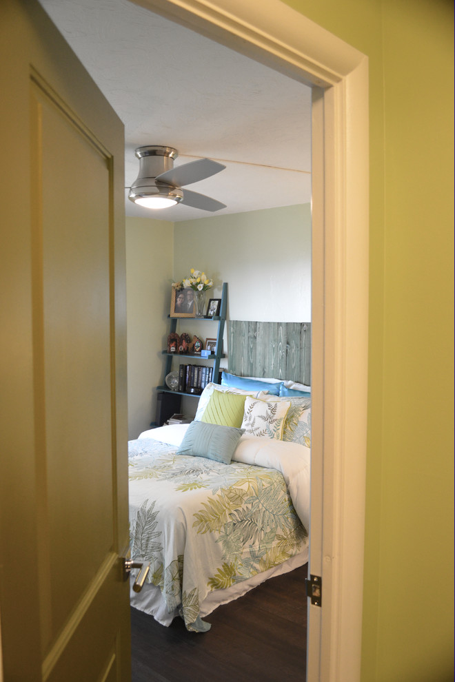 Inspiration for a medium sized world-inspired master bedroom in Salt Lake City with green walls.