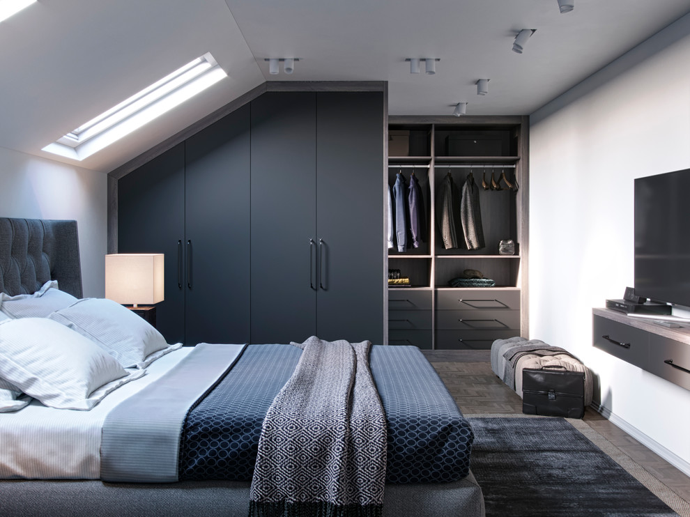 Bedroom - mid-sized contemporary bedroom idea in London
