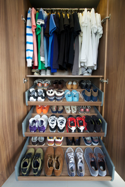 shoe rack in bedroom