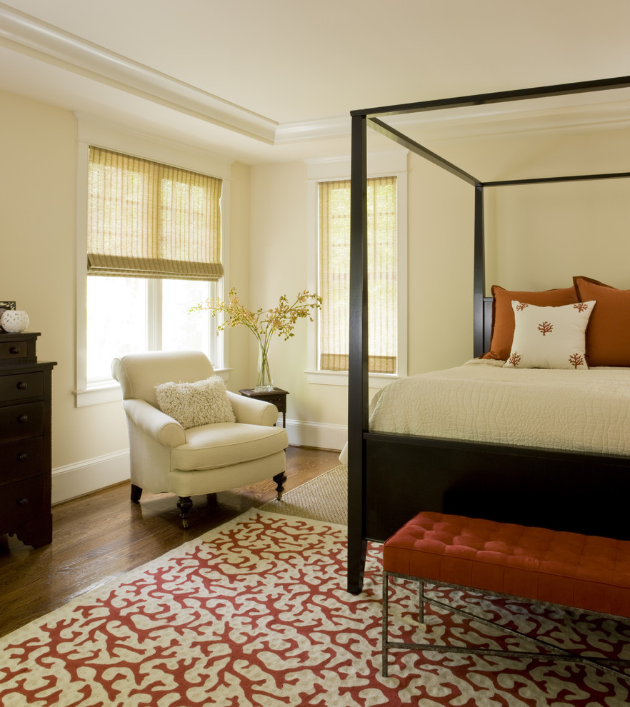 Inspiration for a contemporary bedroom remodel in DC Metro with beige walls