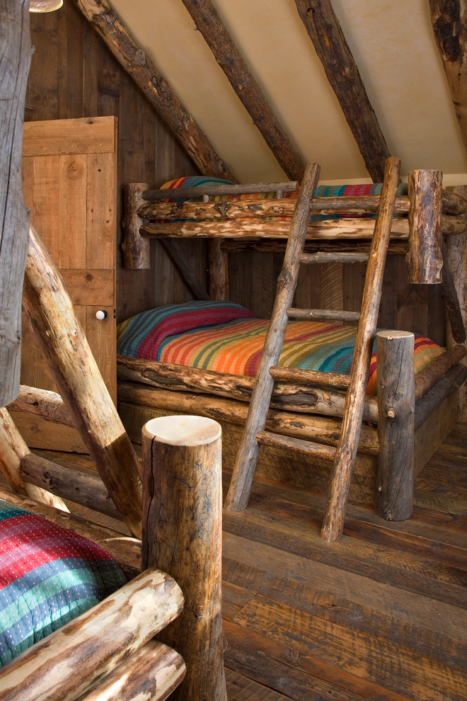 Photo of a rustic guest bedroom in Other.