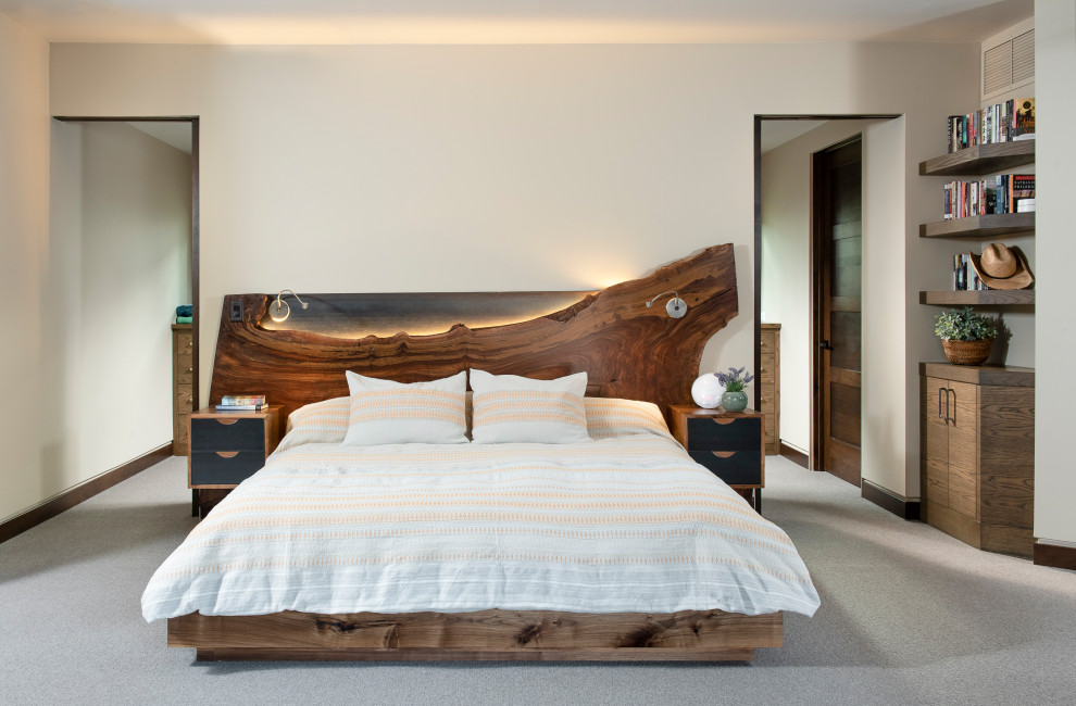 Example of a mountain style bedroom design in Other