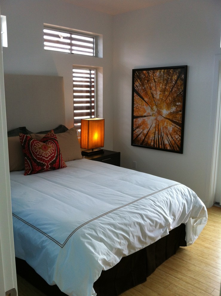 Example of a minimalist bedroom design in San Diego
