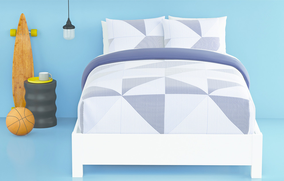 Blue Stripe Bedroom Collection Modern Bedroom Minneapolis by