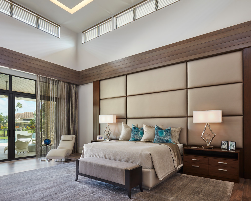 This is an example of a contemporary bedroom in Miami.